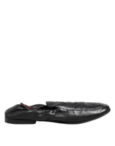 Dolce & Gabbana Black Leather Slip On Men Flat Loafers Shoes